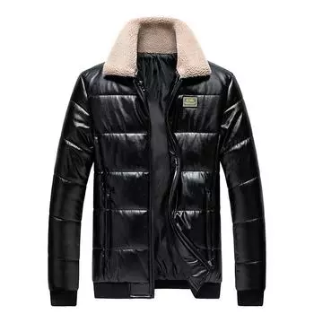 Новая кожаная одежда для мужчин, кожаная и хлопковая одежда, мужские меховые воротники, модные мужские зимние пальто в корейском стиле, утепленные куртки M