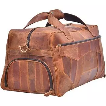 Новая кожаная стильная и вместительная дорожная сумка Crazy Weekend для мужчин | Натуральная коровья кожа | Ручная работа с уникальным дизайнерским лоскутным узором 20 inch