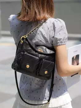 Новая кожаная сумка-хобо в стиле хиппи с ретро-металлической фурнитурой для почтальона, сумка через плечо на одно плечо 25x5x19.5cm чёрный