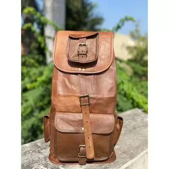 Новая кожаная сумка из натуральной кожи, коричневая, для путешествий, для мужчин 18 in коричневый