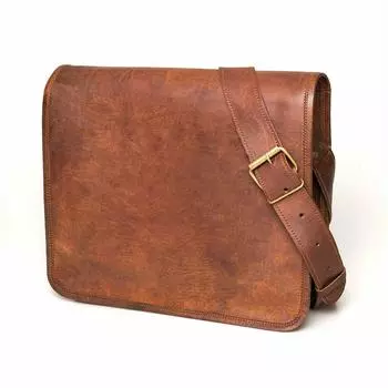 Новая кожаная сумка-мессенджер ручной работы для ноутбука для умных мужчин 10 x 13 x 4 in коричневый