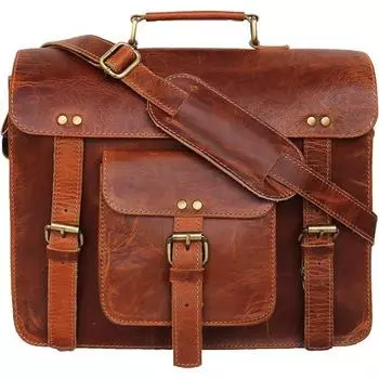 Новая кожаная сумка-мессенджер, сумка через плечо, винтажная сумка-мессенджер, мужской кошелек, совместимая с iPad и планшетом 13 inch коричневый