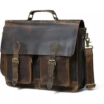 Новая кожаная сумка-мессенджер - сумки для ноутбука 16 дюймов, подлинный компьютерный портфель, сумка через плечо для мужчин и женщин