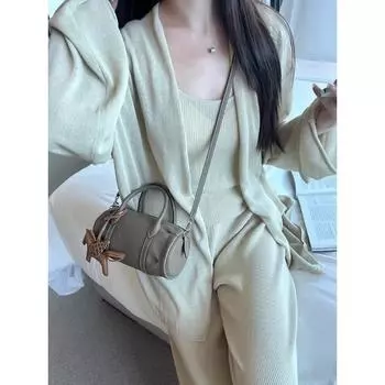 Новая кожаная сумка-подушка Head Layer, модная сумка, универсальная, высокого класса, сумка через плечо для женщин 20x10x10cm чёрный