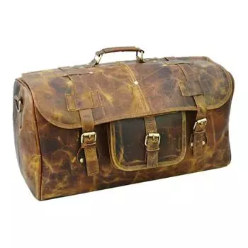 Новая кожаная винтажная коричневая спортивная сумка с клапаном ручной работы для спортзала