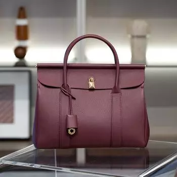 Новая кожаная женская сумка-тоут большой вместимости с откидным верхним слоем из коровьей кожи, универсальная сумка-тоут в стиле старых денег 32x22x17cm красный