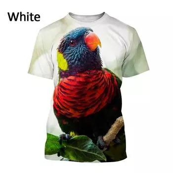 Новая красивая футболка с принтом попугая 3D для мужчин и женщин, модная повседневная футболка с короткими рукавами с изображением животных S