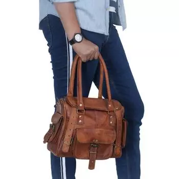 Новая красивая кожаная сумка. Маленькая кожаная женская спортивная сумка. Сумка на плечо для женщин. Кожаная сумка для женщин. Подарок на день матери для мамы. 14 x 14 x 3 in коричневый