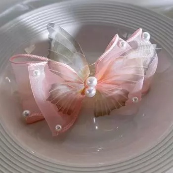 Новая красивая заколка для волос в виде бабочки с жемчугом, однословные зажимы для женщины, девушки, элегантная заколка для волос для хвостика, заколка-бабочка, аксессуар для волос, подарок