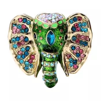 Новая красивая зеленая эмалированная булавка со слоном, свадебная мода, ювелирные изделия с животным дизайном, зимние аксессуары, высокое качество