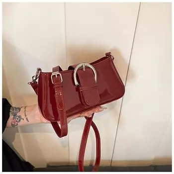 Новая красная лаковая сумка подмышкой для женщин, новая высококачественная маленькая квадратная сумка, модная универсальная женская сумка через плечо из ПУ