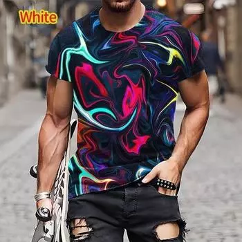 Новая красочная абстрактная футболка с 3D-принтом, повседневная, крутая, хип-хоп, короткий рукав S чёрный
