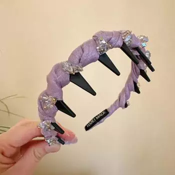 Новая красочная пряжа стиль стразы повязка на голову имитация кристалла аксессуары для волос волнистые повязки на голову с зубцами повязка для умывания лица