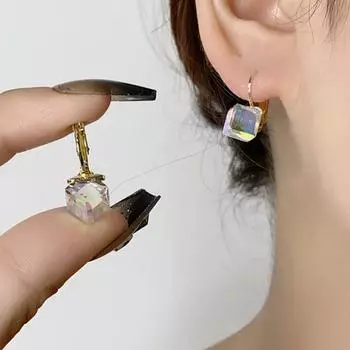 Новая красочная пряжка для ушей с сахарными кристаллами, женская универсальная пряжка с геометрическим дизайном, подарок для ушей