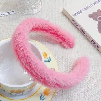 Новая красочная пушистая повязка на голову для женщин, девушек, милая повязка для украшения волос, плюшевый обруч для волос, резинка для волос, модные аксессуары для волос