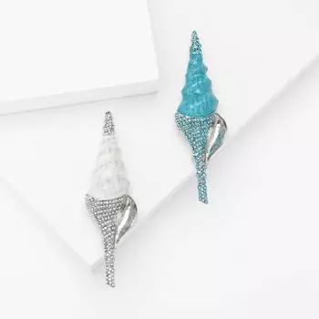 Новая креативная эмалевая водяная дрель остроконечная брошь-ракушка модный и свежий женский костюм кардиган нагрудный цветочный аксессуар синий