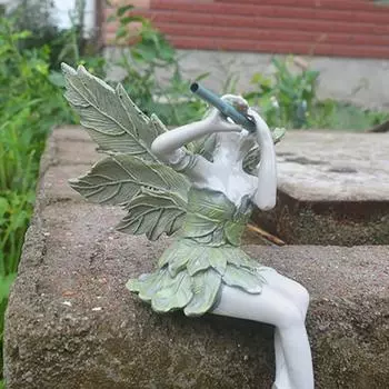 Новая креативная цветочная фея, украшение для входа в дом, статуэтка, флейта, дующая на запад, фея, дворик, украшения из смолы, подарок