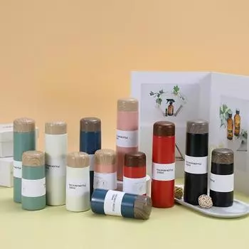 Новая креативная карманная чашка с покрытием из дерева для девочек и студентов, мини-сопутствующая чашка, простая термос-чашка из нержавеющей стали 150ml