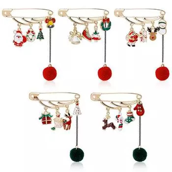 Новая креативная рождественская бахрома брошь в виде комка шерсти снеговик лось костыли перчатки булавка воротник булавка