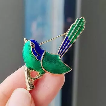 Новая креативная стильная изысканная брошь в виде маленькой синицы с бриллиантовой эмалью