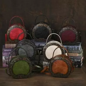 Новая круглая женская сумка в стиле ретро, которую можно носить как в руке, так и через плечо 22*8.5*29 серый