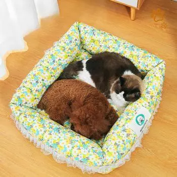 Новая кружевная квадратная лежанка для собак и лежанка для кошек, свежая и цветочная, милая, стильная лежанка для собак, подходящая для всех сезонов S 35*25