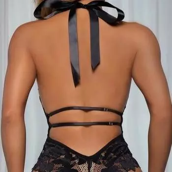 Новая кружевная прозрачная цельная пижама с вырезом, сексуальное нижнее белье, домашняя одежда S