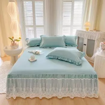 Новая кружевная жаккардовая юбка-кровать, французский наматрасник высотой 1,8 м, одно кружевное покрывало в стиле принцессы, тонкое летнее грязезащитное покрывало 150*200cm 3pcs
