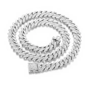 Новая кубинская цепочка с бриллиантами для тяжелой промышленности, высококачественное ожерелье в стиле хип-хоп, мужские аксессуары, кубинская цепочка с бриллиантами 20cm