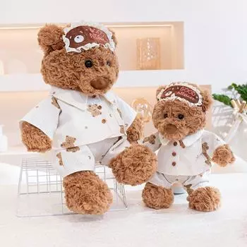 Новая кукла Райан Медведь Клетчатый шарф Барселона Медведь Рождественский шарф Подарочная кукла Тедди Медведь 35cm