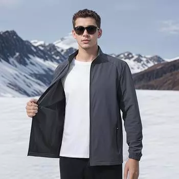 Новая куртка для альпинизма из мягкого материала с капюшоном и воротником-стойкой для мужчин, ветро- и водонепроницаемая куртка для активного отдыха на весну и осень для мужчин L