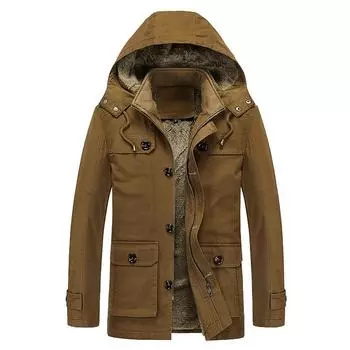 Новая куртка флисовая утолщенная средняя и длинная повседневная большого размера тренчкот мужской M