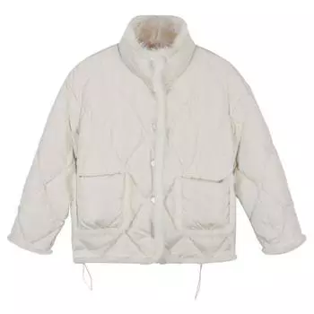 Новая куртка из хлопка с воротником-стойкой в ромбовидную сетку для женщин, куртка из хлопка с воротником-стойкой для теплой зимы S