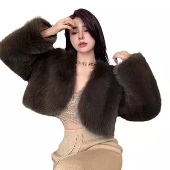 Новая куртка из искусственного меха для женщин с V-образным вырезом, тонкая куртка из плюша Toca, плюшевая куртка премиум-класса S белый