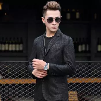 Новая куртка из натуральной кожи для мужчин, куртка из овчины, куртка в корейском стиле с крокодиловым узором, кожаная куртка M