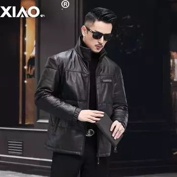 Новая куртка из натуральной кожи, мужская кожаная куртка-пуховик, короткая, модная и красивая, первый слой, куртка из натуральной кожи из коровьей кожи L