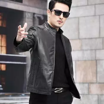 Новая куртка из натуральной кожи, мужская куртка из коровьей кожи, деловая мужская мотоциклетная куртка M