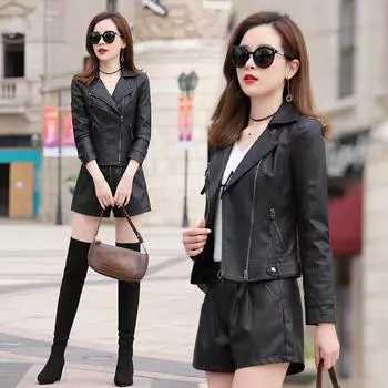 Новая куртка из натуральной овчины от Hua Ge Diqing для женщин, короткая мотоциклетная куртка, маленькая куртка M