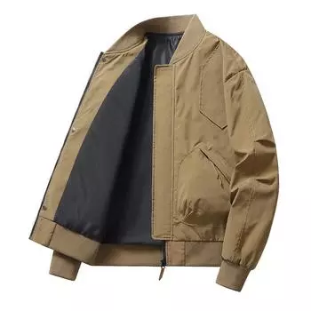 Новая куртка мужская деловая куртка с бейсбольным воротником повседневная куртка мужская однотонная молодежная куртка большого размера M чёрный