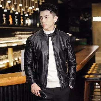 Новая куртка, мужская кожаная куртка, мужская трендовая повседневная модная высококачественная легкая мужская кожаная куртка в роскошном стиле M