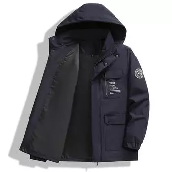 Новая куртка мужская куртка с капюшоном весна и осень молодежная повседневная средняя и длинная куртка мужская M