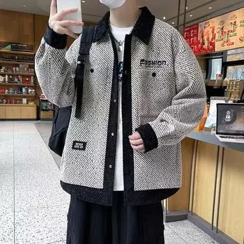 Новая куртка-обманка из двух частей, мужская свободная весенняя однобортная куртка для старшеклассников и студентов, повседневная куртка M