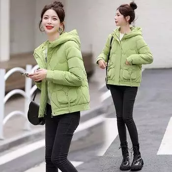 Новая куртка с капюшоном и тонкая куртка, короткое женское новое зимнее пальто M чёрный