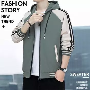 Новая куртка с капюшоном, мужская осенняя верхняя одежда, повседневная и универсальная, весенне-осенняя свободная бейсбольная форменная куртка M
