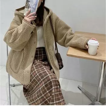 Новая куртка с капюшоном на осень и зиму, корейская версия, свободная, облегающая, универсальная, кардиган в иностранном стиле, теплая и модная. S