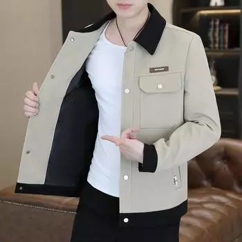 Новая куртка с лацканами на осень и зиму, красивая повседневная модная куртка для молодежи и среднего возраста, куртка-кардиган, мужская одежда M