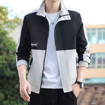 Новая куртка весна-осень мужская популярная модная куртка в тон цветам повседневная куртка с воротником-стойкой M армия зеленый