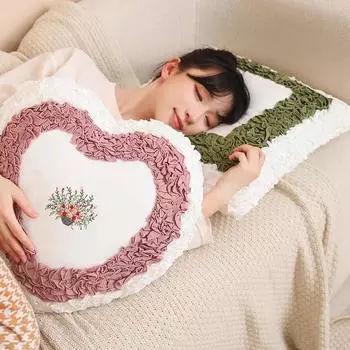 Новая квадратная наволочка с изображением сердца любви, нежно-розовая и зеленая, наволочка для диванной подушки, украшение для гостиной 45/50 см