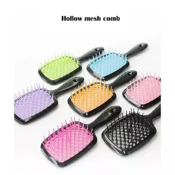 Новая квадратная полая расческа для волос, массажер для кожи головы, простая расческа с ребрами, щетка для демеланта, распутывающая расческа, пушистый инструмент для парикмахерского стиля