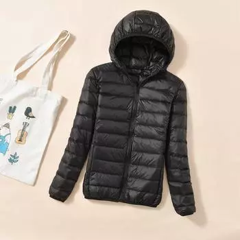 Новая легкая и тонкая куртка-пуховик большого размера для женщин с воротником-стойкой и капюшоном, симпатичная свободная модная куртка в корейском стиле для студенток S